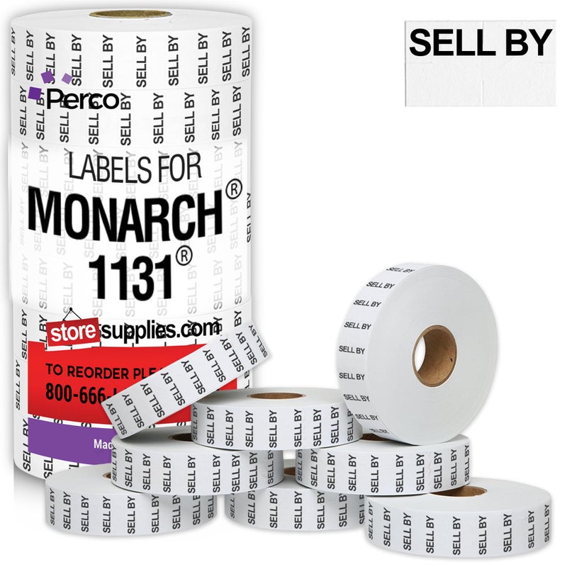 Perco Sell by Labels for Monarch 1131 Price Gun - 8 Rolls, 20,000 Pricemarking Labels - Image 1